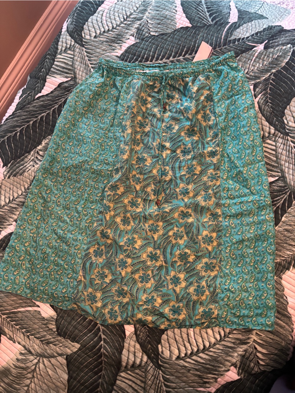 Susan Bristol Teal Floral Tiered Skirt - Women's Casual Summer Skirt